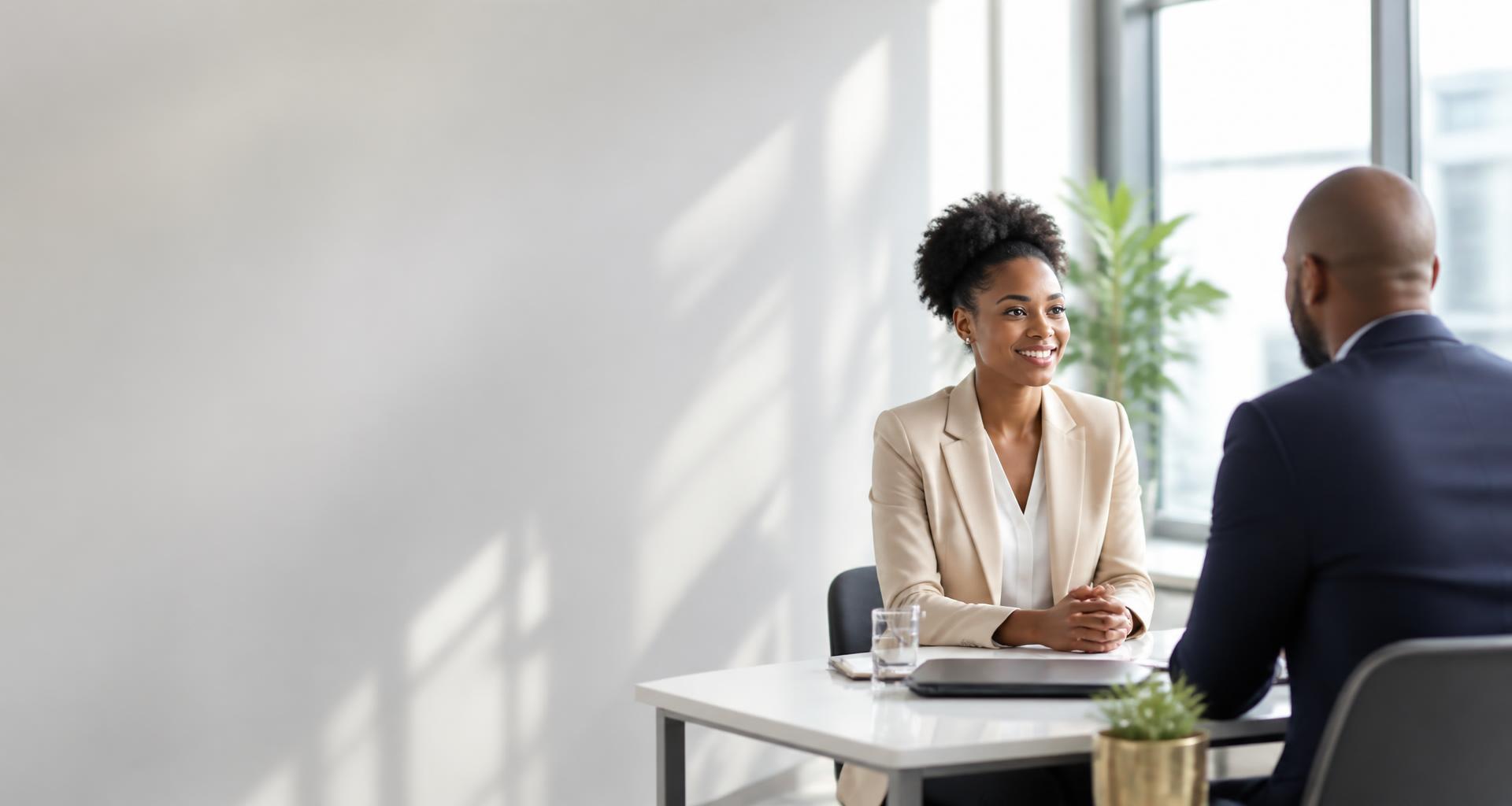 Professional job interview in a bright modern office